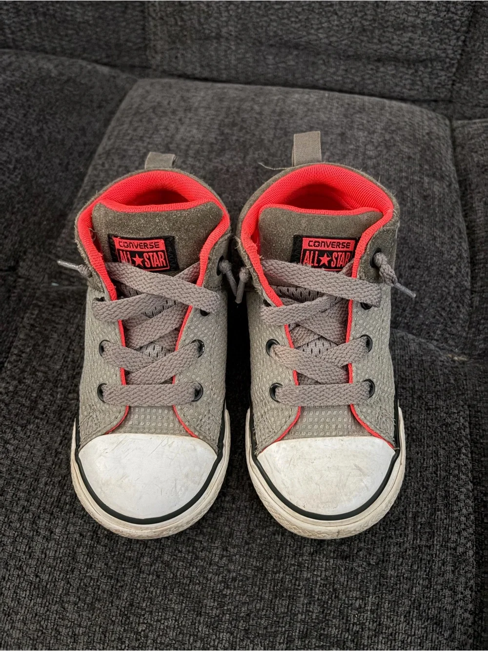 Converse Kids Gray with Red Trim High-Top Sneakers